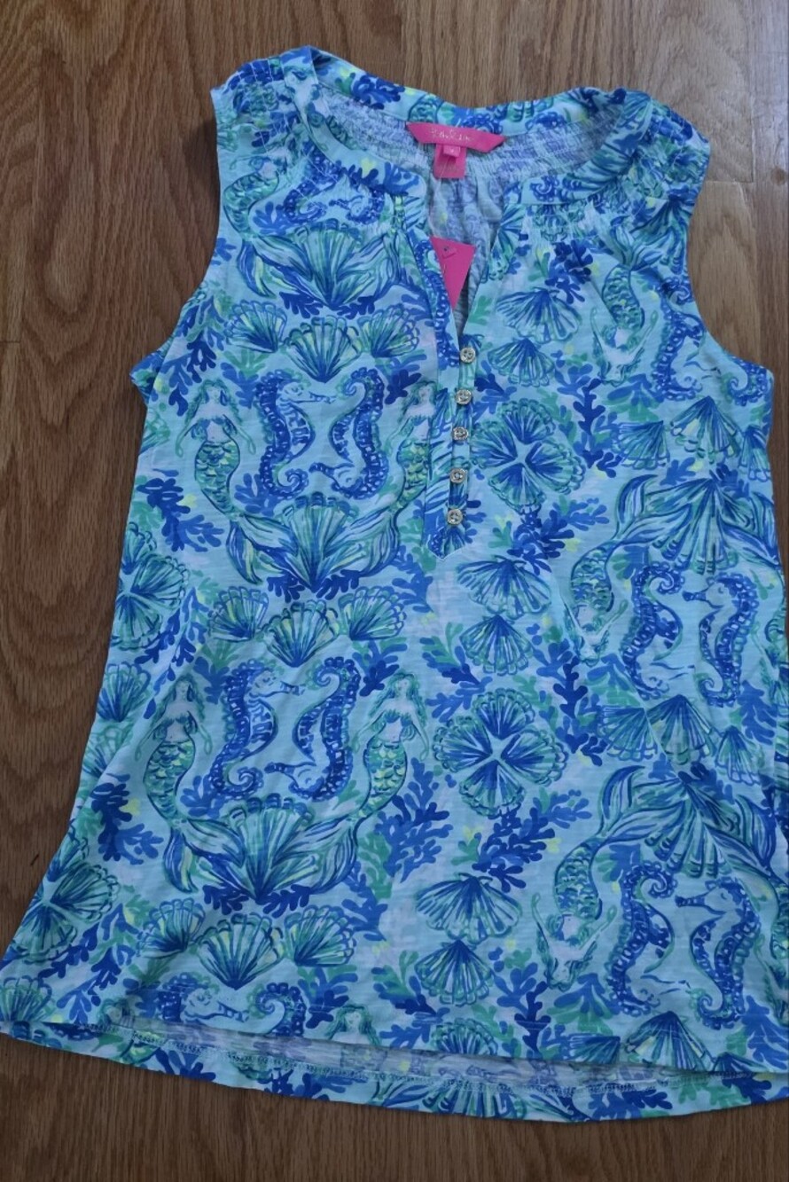 Lilly Pulitzer Essie Tank Top Seaing Doule Mermaid Nwt Small